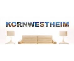 Wandtattoo farbige Wandschrift Städtename Kornwestheim mit Sehenswürdigkeiten 80 x 8 cm Länge