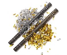PartyMarty 2X XXL Konfetti-Shooter Gold und Silber - Party Popper Konfettikanone Konfettishooter Streamer - für Hochzeit, Party, Geburtstag, Silvester & Co GmbH® (2X 80cm Gold & Silber)