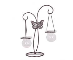 Transparente Glasvase Kugel Blumenvase Hängevase mit Vintagem Schmetterling Ständer für Wand Wohnzimmer Hochzeit Party Dekoration