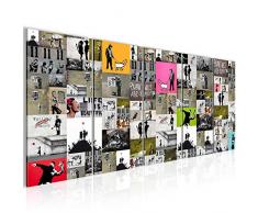 Bilder Collage Banksy Street Art Wandbild 200 x 80 cm - 5 Teilig Vlies - Leinwand Bild XXL Format Wandbilder Wohnzimmer Wohnung Deko Kunstdrucke Bunt - MADE IN GERMANY - Fertig zum Aufhängen 302755a