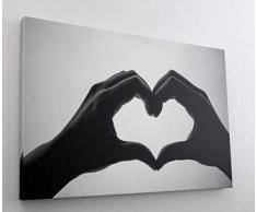 Hand Liebe Herz Romantik Schwarz Weiß Leinwand Bild Wandbild Kunstdruck L0531 Größe 70 cm x 50 cm