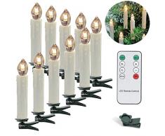 LED Weihnachtskerzen 30 Stücke Warmweiß LED Kerzen, Flammenlose, LED Christbaumkerzen mit Timer, Beige