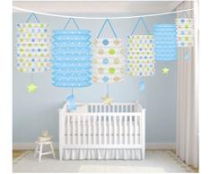 Laternen-Girlande zum ersten Geburtstag in blau oder rosa - Geburtstagsdekoration (blau)