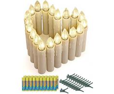 20er LED Kerzen mit Timer, Fernbedienung und Batterien, IP64 Dimmbar Kerzenlichter Flammenlose Weihnachtskerzen für Weihnachtsbaum, Weihnachtsdeko, Hochzeit, Geburtstags, Party-Warmes Weiß