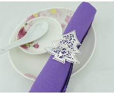 Yalulu 12 Stück Handgemachte Hohl Silber Serviettenringe Serviette Halter Weihnachten Wedding Banquet Dinner Dekor