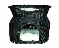 Trixie 2872 Weidenkorb mit Liegedach und 2 Kissen, 54 x 43 x 37 cm, schwarz