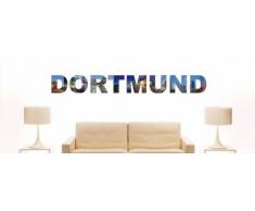 INDIGOS UG - Wandtattoo Wandsticker Wandaufkleber - Aufkleber farbige Wandschrift Städtename Städtename Dortmund mit Sehenswürdigkeiten 80 x 9 cm Länge