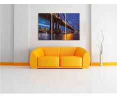 Manhatten Brücke New York Kunst Buntstift Effekt 3-Teiler Leinwandbild 120x80 Bild auf Leinwand, XXL riesige Bilder fertig gerahmt mit Keilrahmen, Kunstdruck auf Wandbild mit Rahmen, gänstiger als Gemälde oder Ölbild, kein Poster oder Plakat