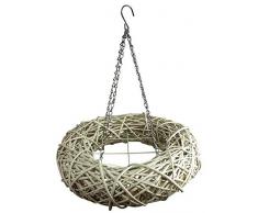 Manufaktur Lichtbogen Hängekranz aus Weide weiß Ø 50 cm mit Kette zum aufhängen Weidenkranz