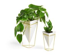 Umbra Trigg Wandvase & Geometrische Deko – Übertopf Für Zimmerpflanzen, Sukkulenten, Luftpflanzen, Kakteen, Kunstpflanzen und Mehr, Beton / Metall, Grau / Kupfer