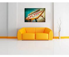 Las Vegas Retro Look Format: 60x40 auf Leinwand, XXL riesige Bilder fertig gerahmt mit Keilrahmen, Kunstdruck auf Wandbild mit Rahmen, günstiger als Gemälde oder Ölbild, kein Poster oder Plakat
