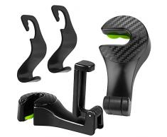 SENHAI 4 Stück Universal Autositz Kopfstütze Haken, 2 in 1 Hinterer Vordersitz Auto Kleiderbügel mit 4 - 6 Telefonhalter, Veranstalter Haken zum Hängende Tasche, Geldbörse, Stoff, Lebensmittelgeschäft