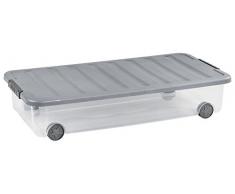 Curver Allzweckbox Scotti 35l mit Rollen in transparent/grau, Plastik, 79 x 39 x 16 cm