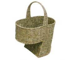 woodluv Großer Stufenkorb, aus Seegras, mit Griff, Naturfarben