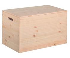 Truhe Kiefer massiv ohne Lack, ideal für Pellet, Kapazität 3 Säcke, Deckel mit Compas Gas-, 80 x 40 x 50
