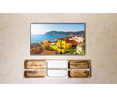 2er Set weiße Holzkiste mit geflammtem Mittelbrett -längst- neues Regal aus Holz für Schuhe und Bücher - Obstkiste in weiß mit Zwischenbrett geflammt - Regalkiste Schuhkiste 50x40x30 cm