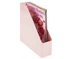 mDesign praktischer Stehsammler aus Kunststoff – hilfreiches Ordnungssystem für Hefte, Mappen und Notizbücher – cleverer Zeitschriftenhalter für Büro und Schreibtisch – Hellrosa