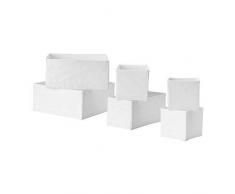 Ikea Skubb Aufbewahrungsboxen, Set mit 6 Boxen/Regaleinsätzen, je 2 in 3 verschiedenen Größen, weiß, 6er-Set, weiß, 6