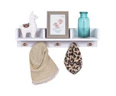 EUGAD 0219QJ Wandgarderobe Hängeregal Wandregal mit Wandhaken aus MDF Holz DIY Weiß