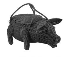 Saleen 2018119101 Dekokorb Schwein Piggy, schwarz