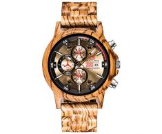 Herrenuhr aus Holz Analoge Quarzuhr Verstellbarer Holzbügel Leichte Freizeituhr Geschenkbox für Herren,Yellow