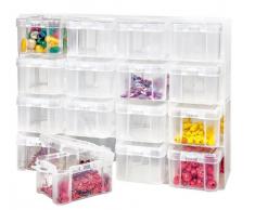 Sortierbox, Setzkasten, Organizer, Aufbewahrungsbox, 16 Container mit Deckel klar für die Wand
