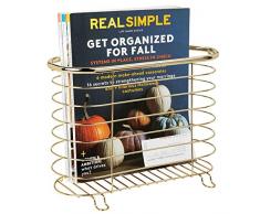 mDesign freistehender Zeitungshalter fürs Badezimmer – schöner Zeitschriftensammler aus Metall – schickes Badzubehör für Zeitungen, Magazine, Bücher und Co. – messingfarben