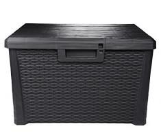 Ondis24 Kissenbox Nevada kompakt Auflagenbox Gartenbox Allzweckbox Sitztruhe 120 Liter (anthrazit)