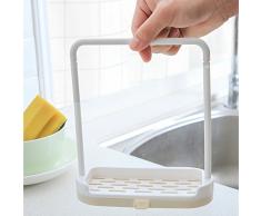 URIJK Küche Spülaufbewahrungsregal Ordnungshelfer Schwammhalter Küchenregal Lappenhalter Küchenspüle Countertop Lappen mit Wasser Pfanne Lappen Lagerregal Schwamm Wischen Rack