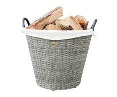 HABAU Feuerholzkorb mit Metallrahmen, grau, 42 x 42 x 33 cm