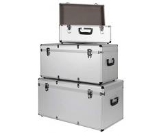 Aluminium 3er Set Boxen Alubox Alukiste Transportbox Werkzeugkiste Box Trucky 2 Farben, Farbe:Silber