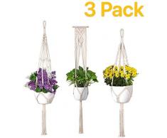 3 Stück Makramee Blumenampel Baumwollseil Hängeampel, Blumentopf Pflanzen Halter Aufhänger Pflanzenhalter für Innen Außen Decken Balkone Wanddekoration