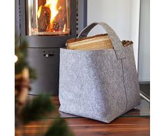 Inspirion Kaminholztasche Filz Tasche 36x40x40 cm grau - Magazinhalter Zeitschriftentasche