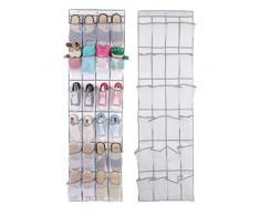 Milopon Schuh Hänge Taschen Schuhaufbewahrung Stoffwandbehang Tür Schuhorganisator Aufbewahrungstasche Hängeorganizer mit 3 Haken 24 Taschen (Weiß)
