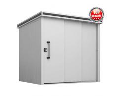 GFP Gerätehaus Manuel 2218 aus Metall, 221x186x218cm - formstabil und witterungsbeständig - Verschiedene Größen, Premium Qualität Geräteschuppen, Schuppen & Gartenhaus mit Schiebetür und Flachdach