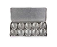 10 Kleinteildosen für Uhrenteile in Alubox