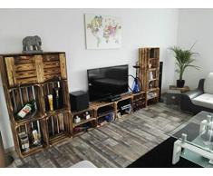 Kontorei® geflammte/braune Apfelkisten 50cm x 40cm x 30cm 4er Set Holzkisten Weinkisten Obstkiste Kiste Box