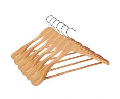 SONGMICS Anzugbügel, 6er Set, Kleiderbügel aus Massivholz, rutschfest, für Hemden, Mäntel, Jacken, Hosen, Anzüge, um 360° drehbarer Haken, naturfarben CRSH06NL