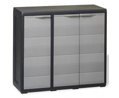 vidaXL Gartenschrank 2 Regalen Schwarz Grau Kunststoffschrank Werkzeugschrank