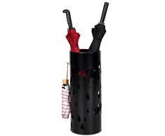 COSTWAY Regenschirmständer Metall, Schirmständer rund, Schirmhalter mit 2 Haken, 19 x 19 x 50 cm, Farbewahl (Schwarz)