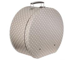 Lierys Hutkoffer Beige-Pünktchen - Maße: ca. 40 cm x 20 cm - Große Hutschachtel mit Kunstleder - Hutbox zur Aufbewahrung mit Tragegriff - Koffer für Hüte - Deko für Wohnung beige