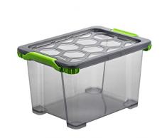 Rotho EVO - Total Protection Aufbewahrungsbox mit Deckel, Polypropylen, Anthrazit Durchscheinend, 15 Liter