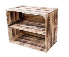 Vinterior DIY Set (4 Kisten) Gemischtes Paket Flambierte Holzkisten-Weinkisten/Regal aus geflammten Obstkisten mit Zwischenboden