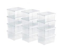 Grizzly Aufbewahrungsboxen 12 x 1,7 L mit Deckel transparent - Klarsichtboxen stapelbar mit Belüftung