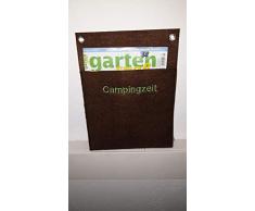 Zeitungshalter für die Wand aus Filz/Zeitschriftenhalter/Hängeaufbewahrung/Wandmappe/Organizer/Zeitung/braun mit StickereiCampingzeit/ handmade