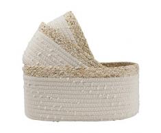 La Jolíe Muse 3er Set Aufbewahrungskörbe – gewobene Körbe aus weißem Seil für Regale und Schränke, zum Organisieren von Schlafzimmer und Bad