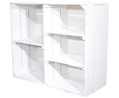 Vinterior Shabby Chic Holzschrank mit 3 Mittelbretter und Trennbrett - Neue Obstkisten Holzkisten als Schrank aus Holz in weiß - Schuhregal Bücherregal 77x68x35cm
