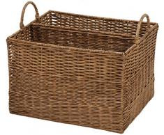Praktischer Zeitungsständer / Quadratischer Magazinsammler aus natürlichem Rattan in der Farbe Vintage Braun