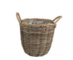 MC Dekorativer Pflanzkorb mit Seilhenkel Rattan H 34 cm Dekokorb Korb Blumenkorb Deko-Korb