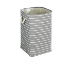 WENKO 35520100 Wäschesammler Maritim eckig - Wäschekorb, Fassungsvermögen 70 L, Papierstoff, 35 x 60 x 35 cm, Grau